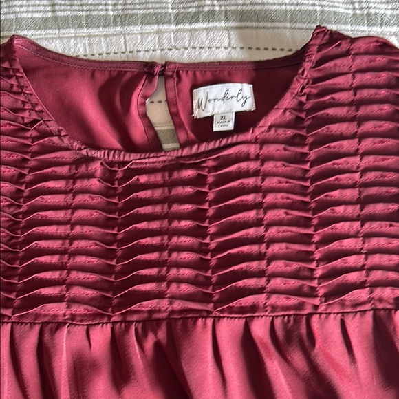 Burgundy Blouse with Pleated Detail - Picture 2 of 3